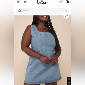 Lulus square neck cropped denim mini dress, XL